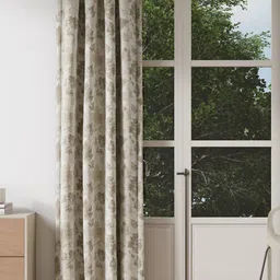 DDecor Beige & Brown Floral Long Door Curtain-image-86