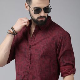 Roadster Men Maroon Printed Casual Shirt-image-64