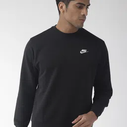 Nike Men Black Standard Fit NSW CLUB CRW FT Sweatshirt-image-41