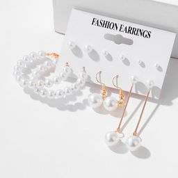 Jewels Galaxy Women Set Of 6 Gold Plated White Contemporary Earrings-8