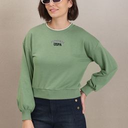 U S Polo Assn Women Women Green Solid Sweatshirt-30