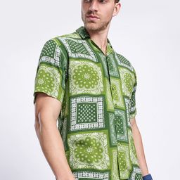 glitchez Bandana Breeze Collared Case Oversized Shirt-image-62