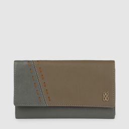 Baggit Women Grey & Olive Green Solid Cut Work Synthetic Three Fold Wallet-16