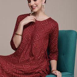 Anouk Women Bandhani Printed Anarkali Kurta-picture-11