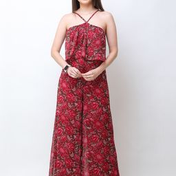 Cation Maroon & Pink Printed Basic Jumpsuit-picture-13