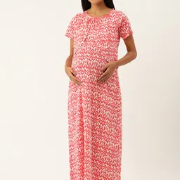 Nejo Maternity Printed Cotton Maxi Nightdress-image-23