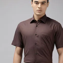 Van Heusen Custom Fit Geometric Self Designed Pure Cotton Formal Shirt-image-21