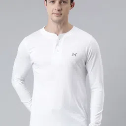 Force NXT Men White Solid Henley Neck T-shirt-image-23