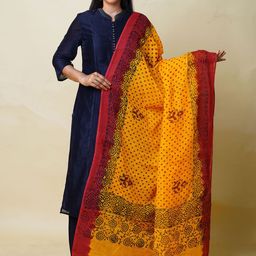 Unnati Silks Ethnic Motifs Printed Cotton Silk Block Print Dupatta-58