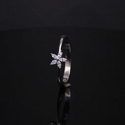 Silver by HM 925 Sterling Silver Rhodium-Plated Swiss Zirconia Studded Finger Ring-23
