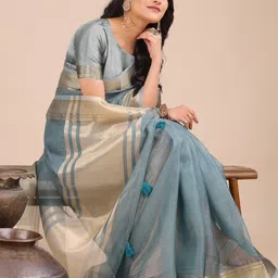 ALAGINI Woven Design Zari Organza Saree-picture-29