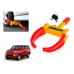 Auto Pearl Claw Type Adjustable Anti Theft Yellow, Red Wheel Clamp Lock for Mahindra TUV 300-image-36