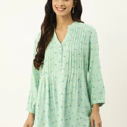 IX IMPRESSION Abstract Print Mandarin Collar Longline Top-picture-39