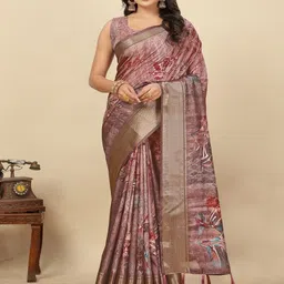 SSHAGUN LIFESTYLE Floral Woven Design Zari Bandhani Saree-picture-14