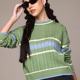 Roadster The Lifestyle Co. Acrylic Striped Pullover-image-31