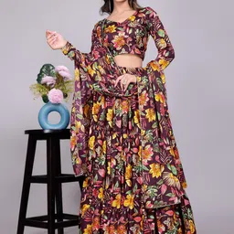 Kinjo Printed Ready to Wear Lehenga & Blouse With Dupatta-image-43