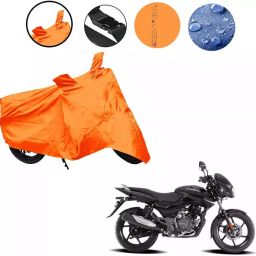 Auto Pearl Waterproof Two Wheeler Cover For Bajaj Pulsar 125 (Orange)-image-12