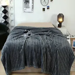 JC HOME Grey Striped AC Room 300 GSM Single Bed Blanket-image-29