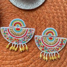 ISHKAARA Beaded Dangling Contemporary Drop Earrings-23