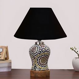 Devansh Black Wood Contemporary Frusturical Shaped Table Lamp-43