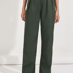 Styli Women Solid High Rise Box Pleat Detail Twill Pants-image-80