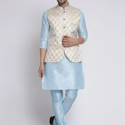 TS LIFESTYLE Men Regular Dupion Silk Kurta with Churidar-image-95