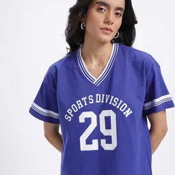 glitchez Varsity Print Oversized T-shirt-image-6