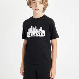 DeFacto Boys Typography Printed Round Neck Cotton T-shirt-image-43