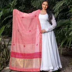craftroots Embroidered Dupatta with Thread Work image 4