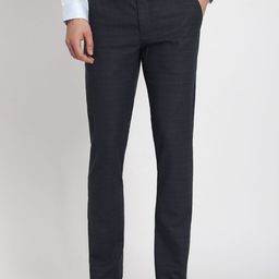 Peter England Men Checked Mid-Rise Slim Fit Trousers-image-47