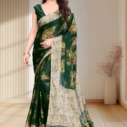 SUPERLAXMI Floral Printed Pure Chiffon Saree-49