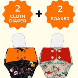 Regular Diaper by Snugkins - Freesize Reusable, Waterproof & Washable Cloth Diapers Pack of 2 - Multicolour-24