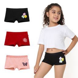 Plan B 100% Cotton Pack Of 3 Butterfly & Flowers Printed Boxers - Red Blue & Peach-image-72