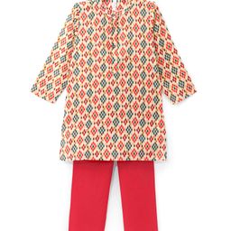 Babyhug Cotton Full Sleeves Printed Kurta with Pyjama Set - Pink-image-85