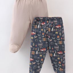Ben Benny Interlock Bootie Leggings Cars Printed Pack of 2 - Blue & Beige-image-59