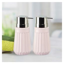 Kookee Ceramic Soap Dispenser handwash Pump for Bathroom, Set of 2, Pink (9548)- 250 ml-image-21