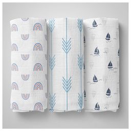 1ST STEP 100% Cotton Muslin Baby Swaddle Set, Pack of 3-image-86