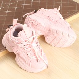 Babyoye Laced Up Solid Sneakers - Pink-image-25