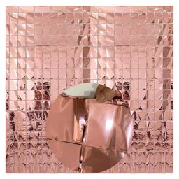 Birthday Popper Rosegold Square Foil Curtain (2 Pack 3.5ft x 6.5ft each) Metallic Backdrop Streamers for Party Birthday, Baby Shower, Cradle, Wedding Decorations-18