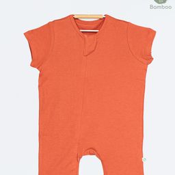Cocoon Care Bamboo Cotton Half Sleeves Solid Romper - Orange Color-image-27