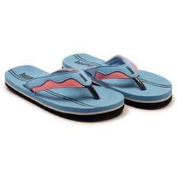 Beanz Colour Blocked & Striped Flip Flops - Sky Blue Black & Pink-image-45