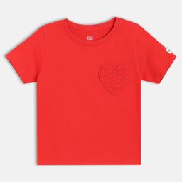 MINI KLUB Cotton Knit Sleeveless Heart Patch Detailed Top - Red-image-97
