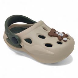 Lil Lollipop Bear Applique Detailed With Back Strap Anti Slip Perforated Clogs - Beige-image-1