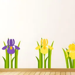 LANSTICK Yellow & Green Flower With Butterflies Wallsticker-1