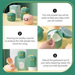 TONY STARK 400 ml Portable Milk Powder Container, Baby Food Container for Travelling, First Feed Baby Storage Box with Built-In Scoop Holder (Green Bunny Beige) image 4