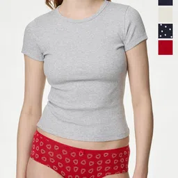 Marks & Spencer Women Pack Of 5 Cotton Basic Briefs-image-86