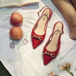 Peach Flores Women Embellished Leather Block Heel Pumps with Ethnic - Embellished-18