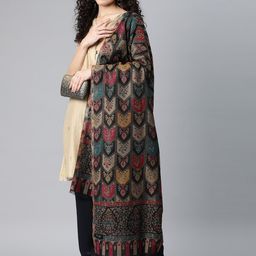 SWI Stylish Women Floral Printed Zari Shawl-10