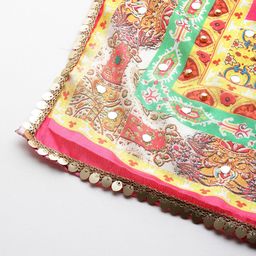 SWI Stylish Ethnic Motifs Printed Chiffon Dupatta with Mirror Work image 4
