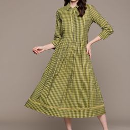 Ritu Kumar Checked Shirt Midi Dress-image-22